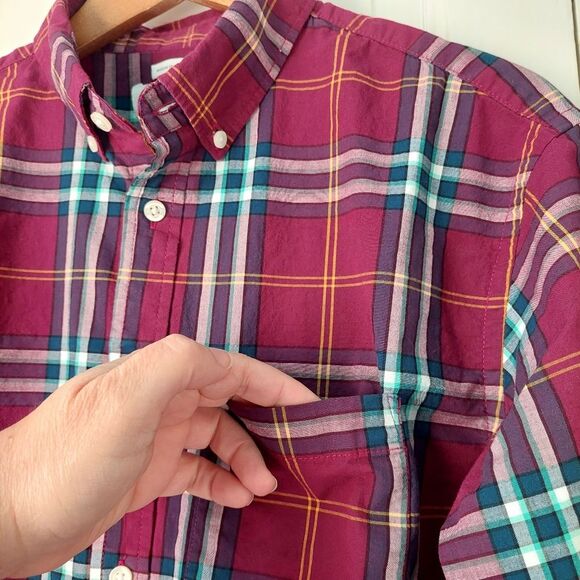 Old Navy Brick Red Plaid Flannel Button-down Shirt Sz L - Picture 5 of 10